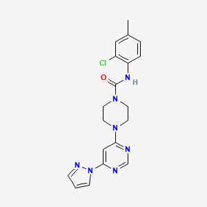 molecular formula C19H20ClN7O B5453822 N-(2-chloro-4-methylphenyl)-4-[6-(1H-pyrazol-1-yl)-4-pyrimidinyl]-1-piperazinecarboxamide 