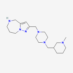 molecular formula C19H34N6 B5453915 2-({4-[(1-methyl-3-piperidinyl)methyl]-1-piperazinyl}methyl)-5,6,7,8-tetrahydro-4H-pyrazolo[1,5-a][1,4]diazepine dihydrochloride 