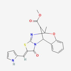 molecular formula C20H17N3O4S B5453928 methyl (2Z)-5-methyl-1-oxo-2-(1H-pyrrol-2-ylmethylidene)-1,2-dihydro-5H,11H-5,11-methano[1,3]thiazolo[2,3-d][1,3,5]benzoxadiazocine-13-carboxylate 