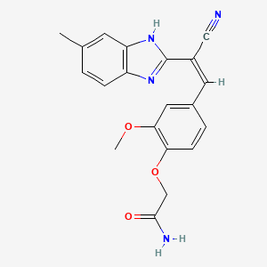 2-[4-[(Z)-2-cyano-2-(6-methyl-1H-benzimidazol-2-yl)ethenyl]-2-methoxyphenoxy]acetamide