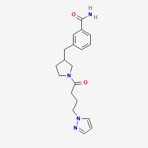 molecular formula C19H24N4O2 B5454073 3-({1-[4-(1H-pyrazol-1-yl)butanoyl]-3-pyrrolidinyl}methyl)benzamide 