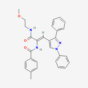 N-{(1Z)-1-(1,3-diphenyl-1H-pyrazol-4-yl)-3-[(2-methoxyethyl)amino]-3-oxoprop-1-en-2-yl}-4-methylbenzamide