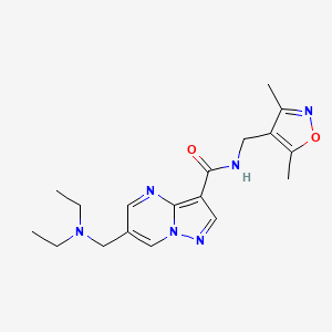 molecular formula C18H24N6O2 B5454213 6-[(diethylamino)methyl]-N-[(3,5-dimethylisoxazol-4-yl)methyl]pyrazolo[1,5-a]pyrimidine-3-carboxamide 