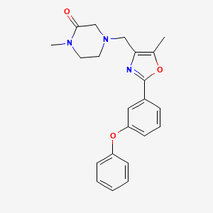 molecular formula C22H23N3O3 B5454291 1-methyl-4-{[5-methyl-2-(3-phenoxyphenyl)-1,3-oxazol-4-yl]methyl}piperazin-2-one 