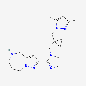 molecular formula C20H27N7 B5454297 2-[1-({1-[(3,5-dimethyl-1H-pyrazol-1-yl)methyl]cyclopropyl}methyl)-1H-imidazol-2-yl]-5,6,7,8-tetrahydro-4H-pyrazolo[1,5-a][1,4]diazepine dihydrochloride 