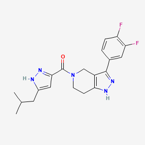 molecular formula C20H21F2N5O B5454347 [3-(3,4-difluorophenyl)-1,4,6,7-tetrahydropyrazolo[4,3-c]pyridin-5-yl]-[5-(2-methylpropyl)-1H-pyrazol-3-yl]methanone 