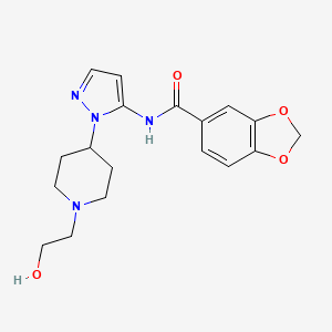 N-{1-[1-(2-hydroxyethyl)piperidin-4-yl]-1H-pyrazol-5-yl}-1,3-benzodioxole-5-carboxamide