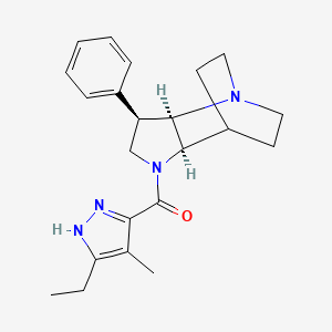 molecular formula C22H28N4O B5454414 (5-ethyl-4-methyl-1H-pyrazol-3-yl)-[(2R,3R,6R)-3-phenyl-1,5-diazatricyclo[5.2.2.02,6]undecan-5-yl]methanone 