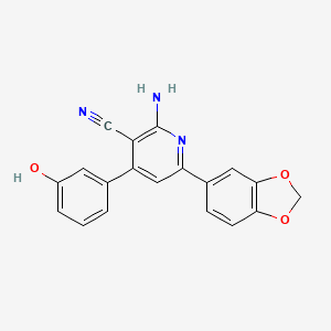 molecular formula C19H13N3O3 B5454459 2-amino-6-(1,3-benzodioxol-5-yl)-4-(3-hydroxyphenyl)nicotinonitrile 