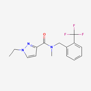 molecular formula C15H16F3N3O B5454482 1-ethyl-N-methyl-N-[2-(trifluoromethyl)benzyl]-1H-pyrazole-3-carboxamide 