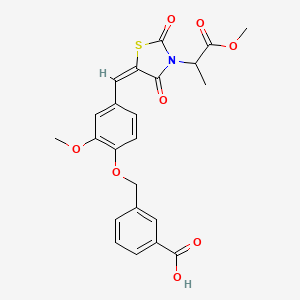 molecular formula C23H21NO8S B5454541 3-[(2-methoxy-4-{(E)-[3-(1-methoxy-1-oxopropan-2-yl)-2,4-dioxo-1,3-thiazolidin-5-ylidene]methyl}phenoxy)methyl]benzoic acid 