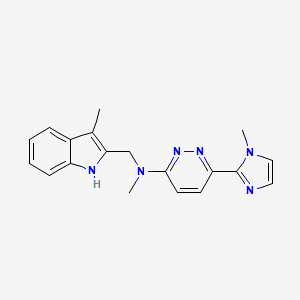 molecular formula C19H20N6 B5454565 N-methyl-6-(1-methyl-1H-imidazol-2-yl)-N-[(3-methyl-1H-indol-2-yl)methyl]pyridazin-3-amine 