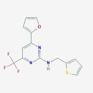 molecular formula C14H10F3N3OS B545462 4-(furan-2-yl)-N-(thiophen-2-ylmethyl)-6-(trifluoromethyl)pyrimidin-2-amine 