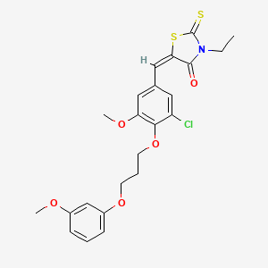 molecular formula C23H24ClNO5S2 B5454661 (5E)-5-[[3-chloro-5-methoxy-4-[3-(3-methoxyphenoxy)propoxy]phenyl]methylidene]-3-ethyl-2-sulfanylidene-1,3-thiazolidin-4-one 