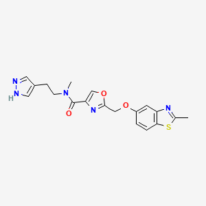 N-methyl-2-{[(2-methyl-1,3-benzothiazol-5-yl)oxy]methyl}-N-[2-(1H-pyrazol-4-yl)ethyl]-1,3-oxazole-4-carboxamide