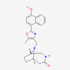 molecular formula C23H25N3O3 B5454703 (1S*,6R*)-9-{[2-(4-methoxy-1-naphthyl)-5-methyl-1,3-oxazol-4-yl]methyl}-3,9-diazabicyclo[4.2.1]nonan-4-one 