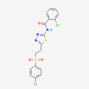 molecular formula C17H13Cl2N3O3S2 B5454763 2-chloro-N-(5-{2-[(4-chlorophenyl)sulfonyl]ethyl}-1,3,4-thiadiazol-2-yl)benzamide 