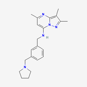 molecular formula C21H27N5 B5454772 2,3,5-trimethyl-N-[3-(1-pyrrolidinylmethyl)benzyl]pyrazolo[1,5-a]pyrimidin-7-amine 