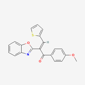 molecular formula C21H15NO3S B5454790 2-(1,3-benzoxazol-2-yl)-1-(4-methoxyphenyl)-3-(2-thienyl)-2-propen-1-one 