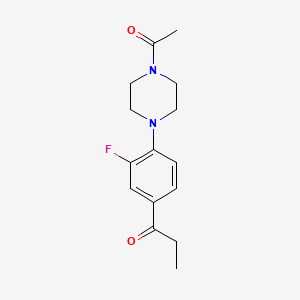 molecular formula C15H19FN2O2 B5454987 1-[4-(4-Acetylpiperazin-1-yl)-3-fluorophenyl]propan-1-one 