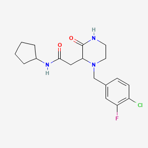 molecular formula C18H23ClFN3O2 B5454991 2-[1-(4-chloro-3-fluorobenzyl)-3-oxo-2-piperazinyl]-N-cyclopentylacetamide 