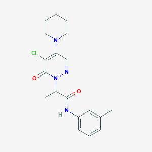 molecular formula C19H23ClN4O2 B5455137 2-[5-chloro-6-oxo-4-(1-piperidinyl)-1(6H)-pyridazinyl]-N-(3-methylphenyl)propanamide 