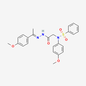 molecular formula C24H25N3O5S B5455158 N-(4-METHOXYPHENYL)-N-({N'-[(1E)-1-(4-METHOXYPHENYL)ETHYLIDENE]HYDRAZINECARBONYL}METHYL)BENZENESULFONAMIDE 