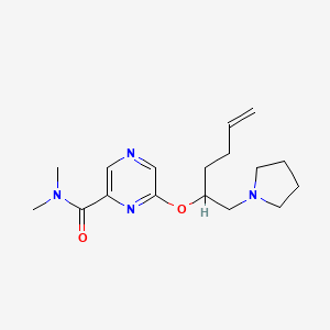 molecular formula C17H26N4O2 B5455163 N,N-dimethyl-6-{[(2S,5R)-5-(pyrrolidin-1-ylmethyl)tetrahydrofuran-2-yl]methyl}pyrazine-2-carboxamide 