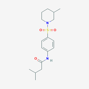 molecular formula C17H26N2O3S B5455213 3-methyl-N-{4-[(3-methylpiperidin-1-yl)sulfonyl]phenyl}butanamide 