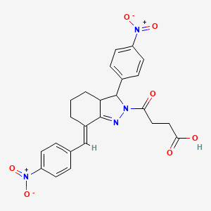 4-[(7E)-7-(4-nitrobenzylidene)-3-(4-nitrophenyl)-3,3a,4,5,6,7-hexahydro-2H-indazol-2-yl]-4-oxobutanoic acid