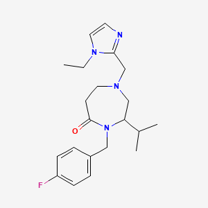 molecular formula C21H29FN4O B5455293 1-[(1-ethyl-1H-imidazol-2-yl)methyl]-4-(4-fluorobenzyl)-3-isopropyl-1,4-diazepan-5-one 