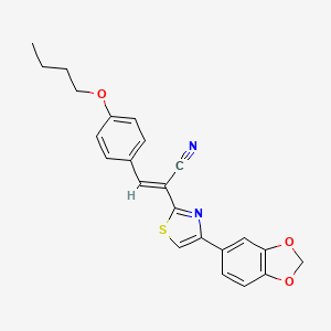 molecular formula C23H20N2O3S B5455444 (E)-2-[4-(1,3-benzodioxol-5-yl)-1,3-thiazol-2-yl]-3-(4-butoxyphenyl)prop-2-enenitrile 