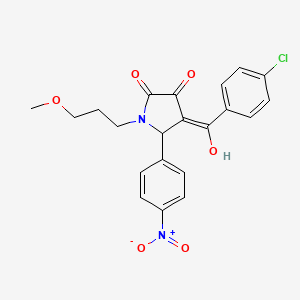 molecular formula C21H19ClN2O6 B5455463 4-(4-chlorobenzoyl)-3-hydroxy-1-(3-methoxypropyl)-5-(4-nitrophenyl)-1,5-dihydro-2H-pyrrol-2-one 