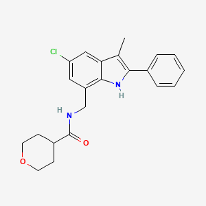 N-[(5-chloro-3-methyl-2-phenyl-1H-indol-7-yl)methyl]tetrahydro-2H-pyran-4-carboxamide