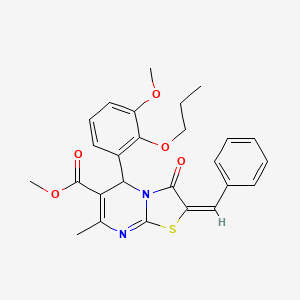 methyl (2E)-2-benzylidene-5-(3-methoxy-2-propoxyphenyl)-7-methyl-3-oxo-5H-[1,3]thiazolo[3,2-a]pyrimidine-6-carboxylate