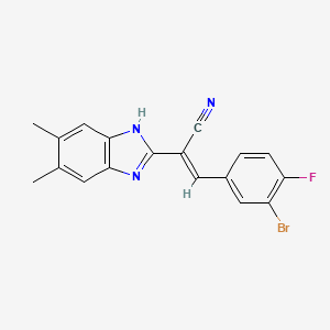 (2E)-3-(3-bromo-4-fluorophenyl)-2-(5,6-dimethyl-1H-benzimidazol-2-yl)prop-2-enenitrile