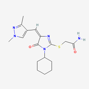 2-({1-CYCLOHEXYL-4-[(E)-1-(1,3-DIMETHYL-1H-PYRAZOL-4-YL)METHYLIDENE]-5-OXO-4,5-DIHYDRO-1H-IMIDAZOL-2-YL}SULFANYL)ACETAMIDE