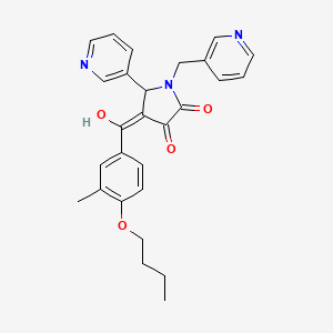 molecular formula C27H27N3O4 B5455611 4-(4-butoxy-3-methylbenzoyl)-3-hydroxy-5-(3-pyridinyl)-1-(3-pyridinylmethyl)-1,5-dihydro-2H-pyrrol-2-one 