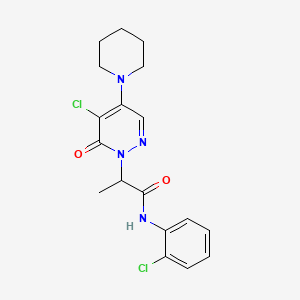 molecular formula C18H20Cl2N4O2 B5455649 2-[5-chloro-6-oxo-4-(1-piperidinyl)-1(6H)-pyridazinyl]-N-(2-chlorophenyl)propanamide 