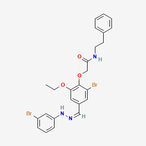 molecular formula C25H25Br2N3O3 B5455664 2-(2-BROMO-4-{[(Z)-2-(3-BROMOPHENYL)HYDRAZONO]METHYL}-6-ETHOXYPHENOXY)-N~1~-PHENETHYLACETAMIDE 