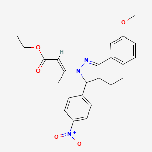 Ethyl (2E)-3-[8-methoxy-3-(4-nitrophenyl)-2H,3H,3AH,4H,5H-benzo[G]indazol-2-YL]but-2-enoate