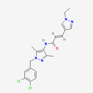 molecular formula C20H21Cl2N5O B5455756 (E)-N-[1-(3,4-DICHLOROBENZYL)-3,5-DIMETHYL-1H-PYRAZOL-4-YL]-3-(1-ETHYL-1H-PYRAZOL-4-YL)-2-PROPENAMIDE 