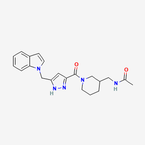 molecular formula C21H25N5O2 B5455763 N-[(1-{[5-(1H-indol-1-ylmethyl)-1H-pyrazol-3-yl]carbonyl}piperidin-3-yl)methyl]acetamide 