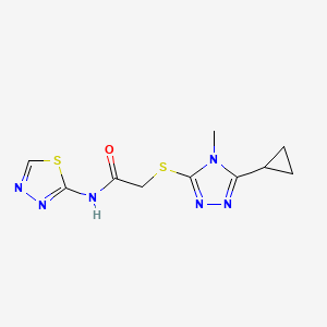 molecular formula C10H12N6OS2 B5455789 2-[(5-cyclopropyl-4-methyl-4H-1,2,4-triazol-3-yl)sulfanyl]-N-(1,3,4-thiadiazol-2-yl)acetamide 