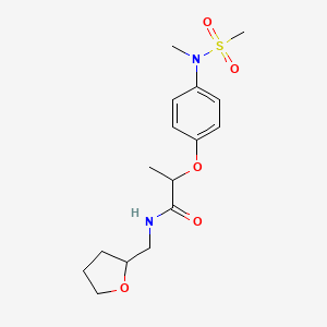 molecular formula C16H24N2O5S B5455814 2-{4-[methyl(methylsulfonyl)amino]phenoxy}-N-(tetrahydro-2-furanylmethyl)propanamide 