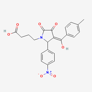 molecular formula C22H20N2O7 B5455820 4-[3-hydroxy-4-(4-methylbenzoyl)-5-(4-nitrophenyl)-2-oxo-2,5-dihydro-1H-pyrrol-1-yl]butanoic acid 