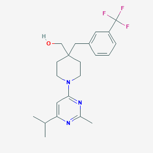 molecular formula C22H28F3N3O B5455821 {1-(6-isopropyl-2-methylpyrimidin-4-yl)-4-[3-(trifluoromethyl)benzyl]piperidin-4-yl}methanol 