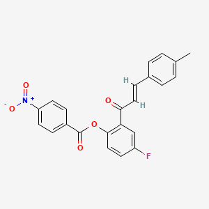 molecular formula C23H16FNO5 B5455859 4-fluoro-2-[3-(4-methylphenyl)acryloyl]phenyl 4-nitrobenzoate 