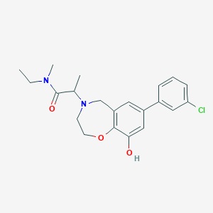 molecular formula C21H25ClN2O3 B5455949 2-[7-(3-chlorophenyl)-9-hydroxy-2,3-dihydro-1,4-benzoxazepin-4(5H)-yl]-N-ethyl-N-methylpropanamide 