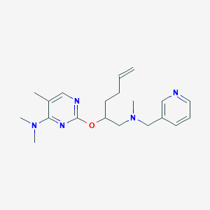 molecular formula C20H29N5O B5455992 N,N,5-trimethyl-2-[((2S,5R)-5-{[methyl(pyridin-3-ylmethyl)amino]methyl}tetrahydrofuran-2-yl)methyl]pyrimidin-4-amine 